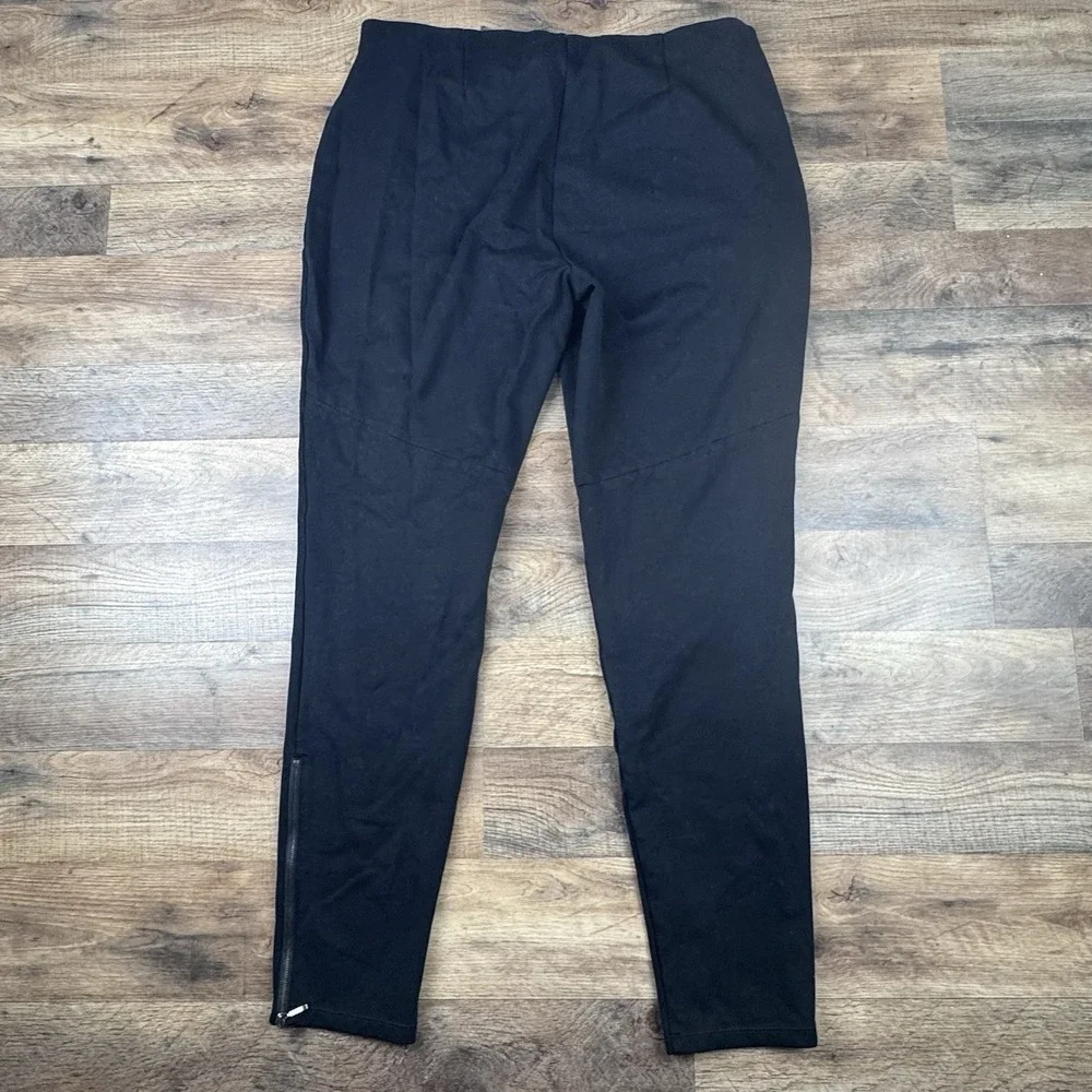 Eileen Fisher Pants Women Large Black Ponte Knit Ankle Zip Legging Stretch